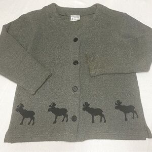 Michigan Rag Co Men’s Sz Med Grey Button Up Moose Print Sweater VTG